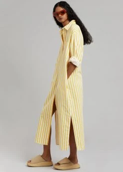 The Frankie Shop Cala Shirt Dress - Citrus Stripe CLOTHING