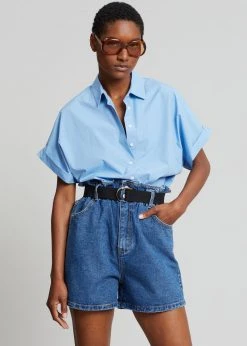 Le Vase Cece Cuffed Sleeve Shirt - Blue CLOTHING
