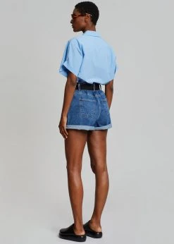 Le Vase Cece Cuffed Sleeve Shirt - Blue CLOTHING