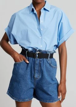 Le Vase Cece Cuffed Sleeve Shirt - Blue CLOTHING