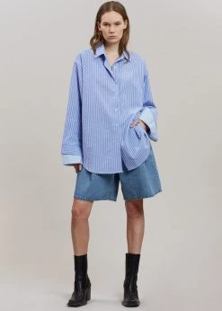 Agit CLOTHING Christa Striped Shirt - Blue