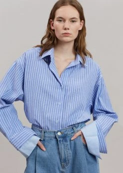 Agit CLOTHING Christa Striped Shirt - Blue