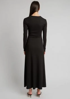 Christopher Esber Split Quartz Ruched Long Sleeve Dress - Black/Yellow Stones CLOTHING