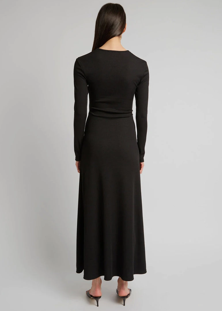 Christopher Esber Split Quartz Ruched Long Sleeve Dress - Black/Yellow Stones CLOTHING