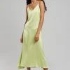 Plus Hong CLOTHING Cordelia Satin Dress - Lime