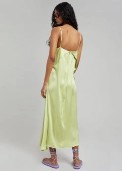 Plus Hong CLOTHING Cordelia Satin Dress - Lime