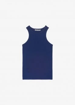 Cream Villa Corsy Ribbed Tank - Navy CLOTHING