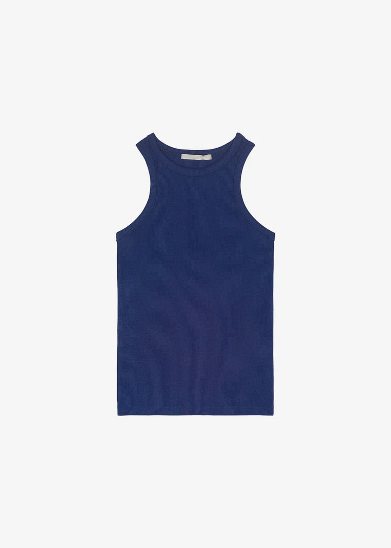 Cream Villa Corsy Ribbed Tank - Navy CLOTHING