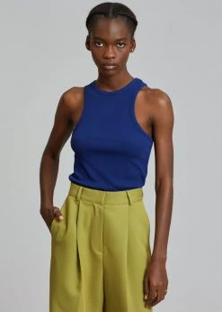 Cream Villa Corsy Ribbed Tank - Navy CLOTHING