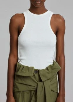 Cream Villa Corsy Ribbed Tank - Optic White