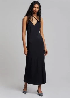 CLOTHING Covert Twist Strap Slip Dress - Black