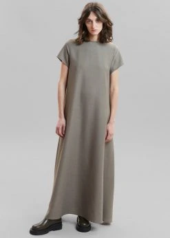 The Frankie Shop Dakota A-Line Dress - Slate Green CLOTHING