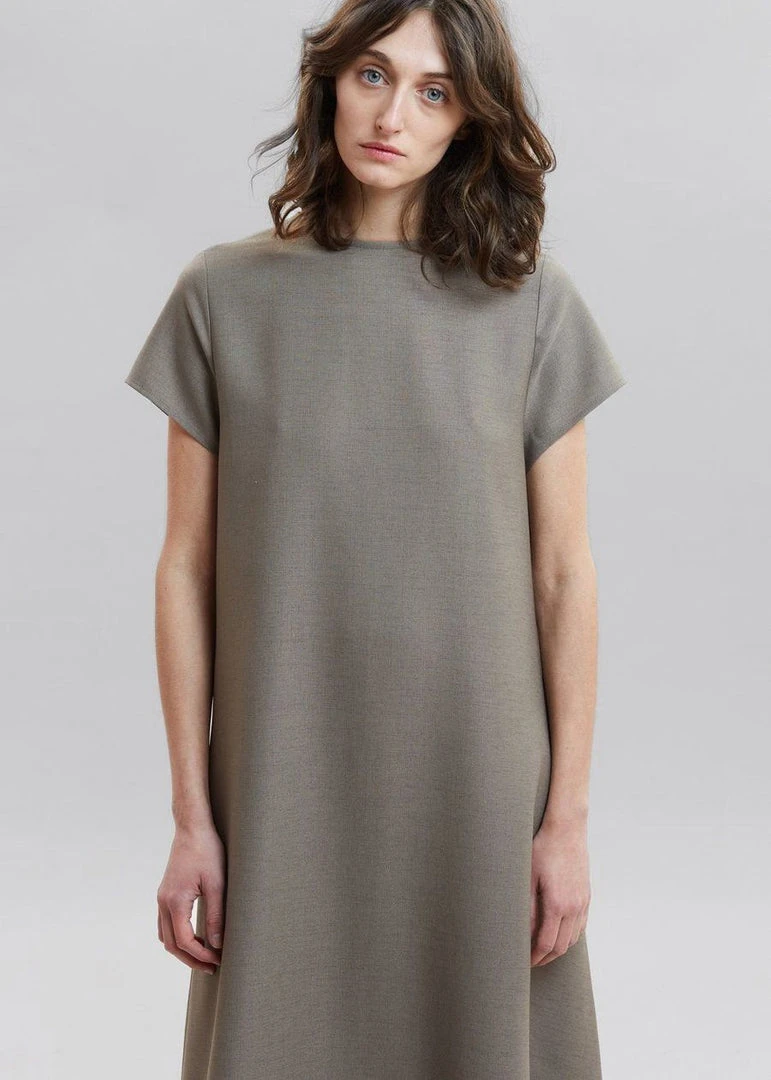 The Frankie Shop Dakota A-Line Dress - Slate Green CLOTHING