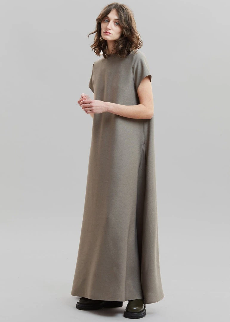 The Frankie Shop Dakota A-Line Dress - Slate Green CLOTHING