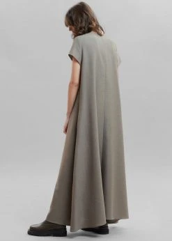 The Frankie Shop Dakota A-Line Dress - Slate Green CLOTHING