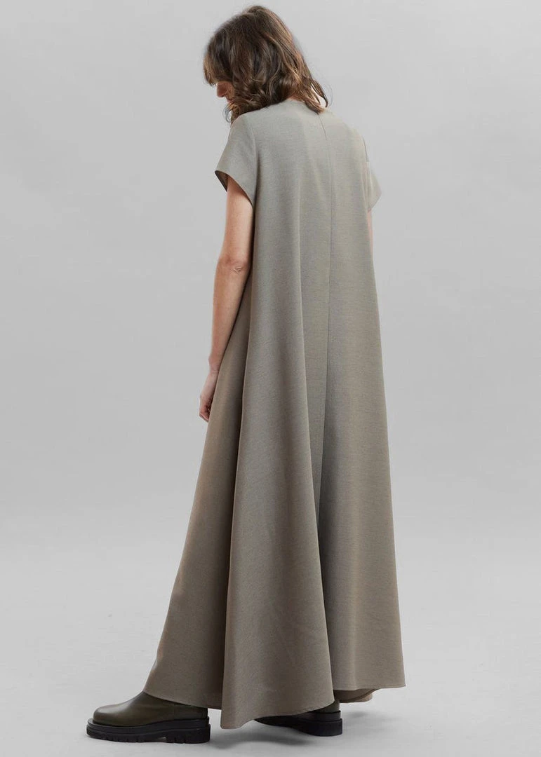 The Frankie Shop Dakota A-Line Dress - Slate Green CLOTHING