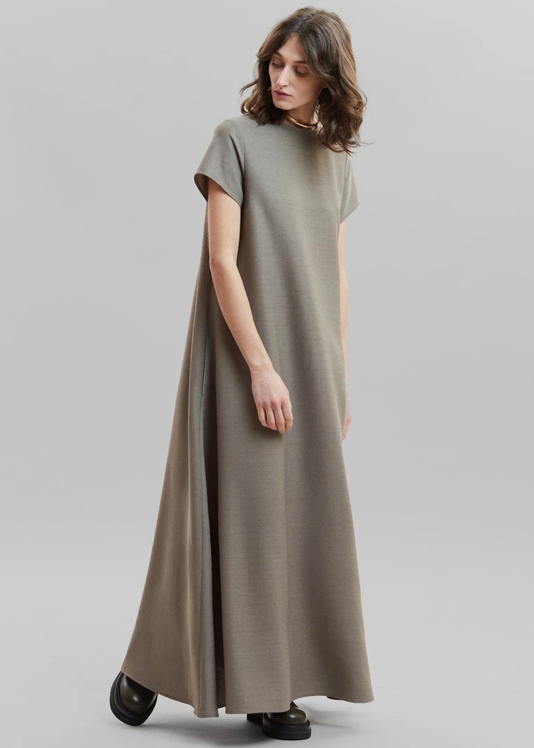The Frankie Shop Dakota A-Line Dress - Slate Green CLOTHING