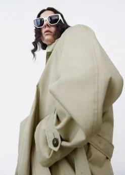 The Frankie Shop Decima Trench Coat - Slate Green