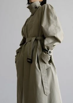 The Frankie Shop Decima Trench Coat - Slate Green