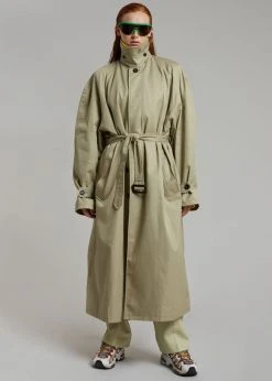 The Frankie Shop Decima Trench Coat - Slate Green