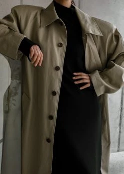 The Frankie Shop Decima Trench Coat - Slate Green