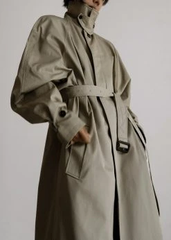 The Frankie Shop Decima Trench Coat - Slate Green