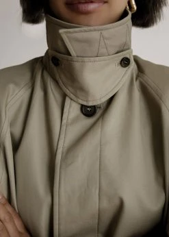 The Frankie Shop Decima Trench Coat - Slate Green