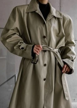 The Frankie Shop Decima Trench Coat - Slate Green