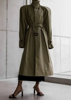 The Frankie Shop Decima Trench Coat - Slate Green