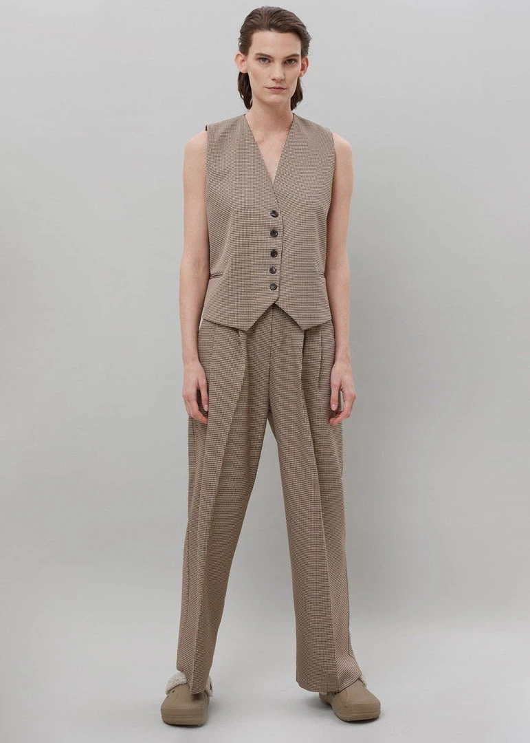 The Frankie Shop CLOTHING Desio Houndstooth Pants - Chocolate