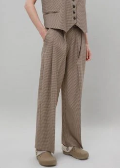 The Frankie Shop CLOTHING Desio Houndstooth Pants - Chocolate