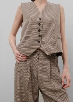 The Frankie Shop CLOTHING Desio Houndstooth Pants - Chocolate