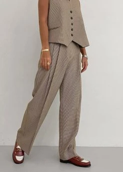 The Frankie Shop CLOTHING Desio Houndstooth Pants - Chocolate