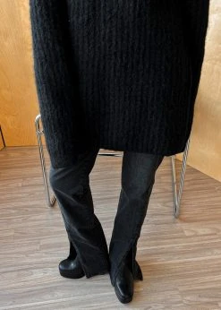 Paper Moon Destry Front Slit Jeans - Black CLOTHING