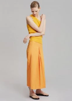 Inni Didi Pleated Midi Skirt - Orange CLOTHING