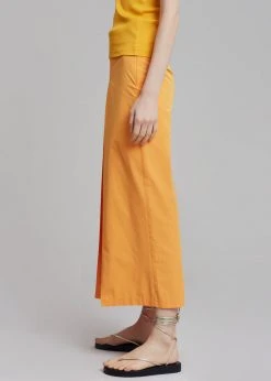 Inni Didi Pleated Midi Skirt - Orange CLOTHING