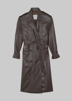 Paper Moon CLOTHING Diana Faux Leather Trench Coat - Java
