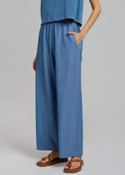 Cafe Noir Dua Loose Pants - Medium Wash CLOTHING