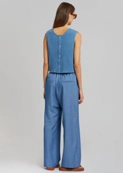 Cafe Noir Dua Loose Pants - Medium Wash CLOTHING