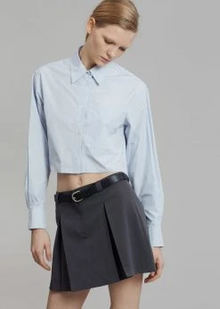 Maimia CLOTHING Ede Cropped Button Shirt - Blue