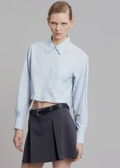 Maimia CLOTHING Ede Cropped Button Shirt - Blue