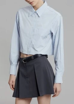 Maimia CLOTHING Ede Cropped Button Shirt - Blue