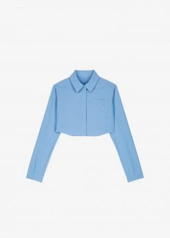 The Frankie Shop CLOTHING Eiko Cropped Shirt - Blue