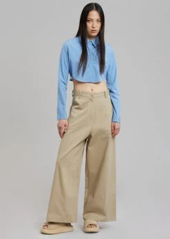 The Frankie Shop CLOTHING Eiko Cropped Shirt - Blue