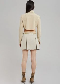 The Frankie Shop Eiko Cropped Shirt - Sand CLOTHING
