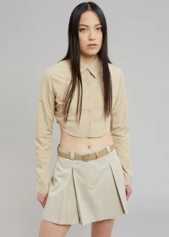 The Frankie Shop Eiko Cropped Shirt - Sand CLOTHING