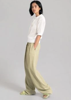 The Frankie Shop Ela Crochet Polo Top - White CLOTHING