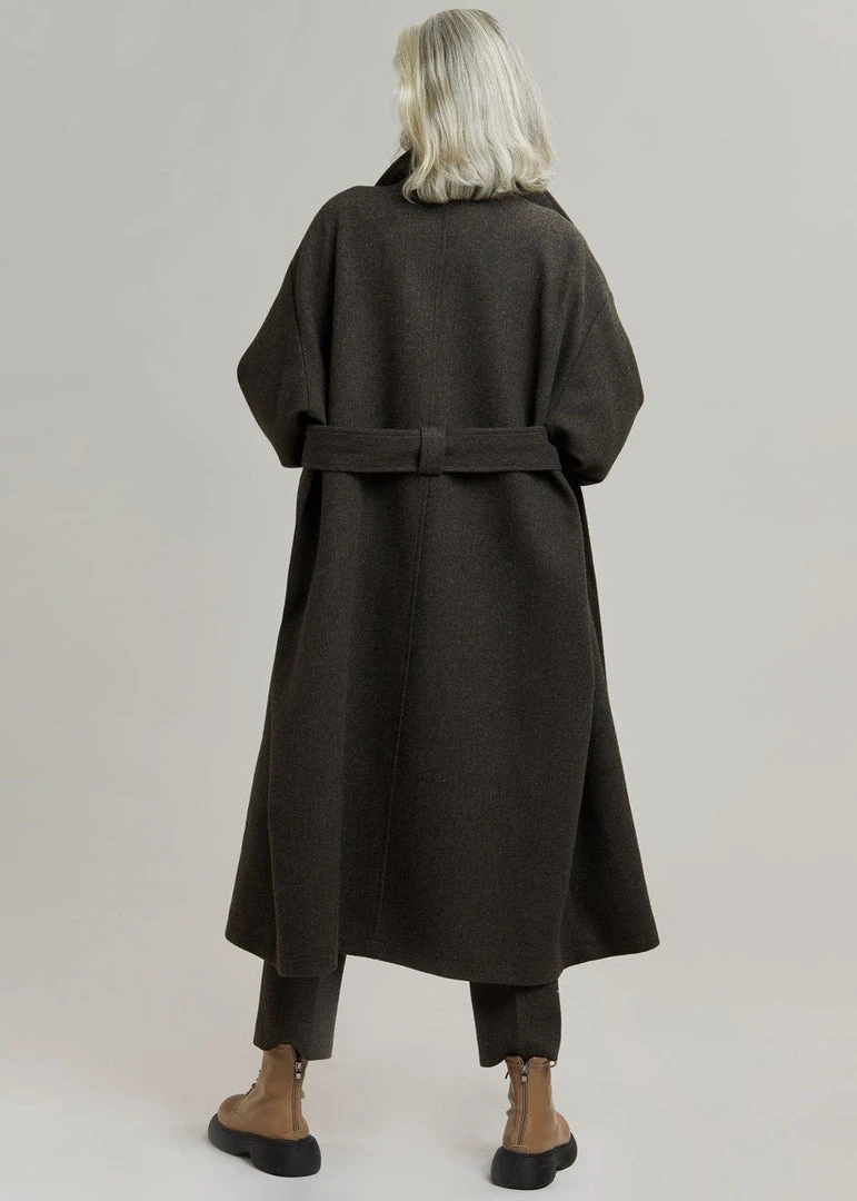 Plus Hong Elan Herringbone Coat - Dark Grey Melange CLOTHING