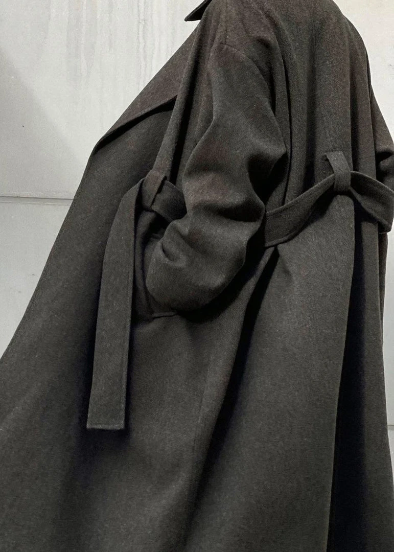 Plus Hong Elan Herringbone Coat - Dark Grey Melange CLOTHING