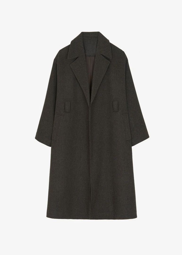 Plus Hong Elan Herringbone Coat - Dark Grey Melange CLOTHING